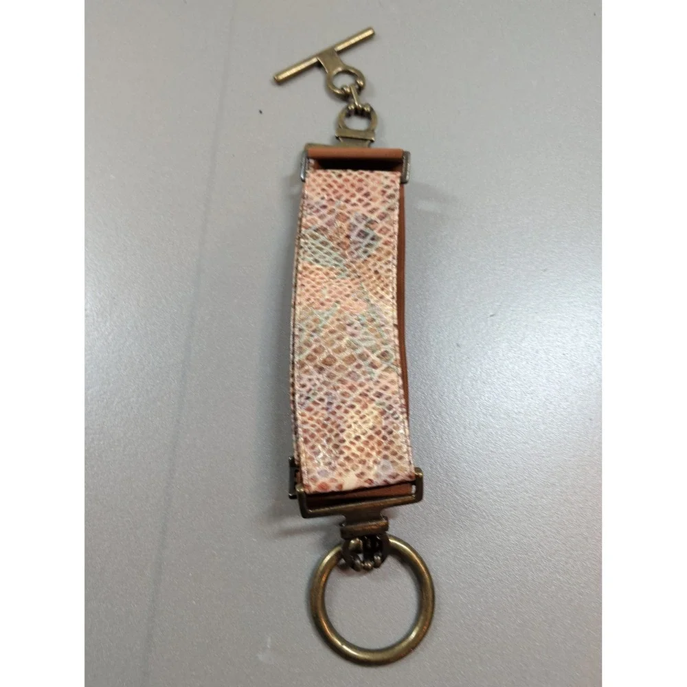 Suzi Roher Snakeskin Embossed Elastic Toggle Belt Brown Brass‎ Medium Canada